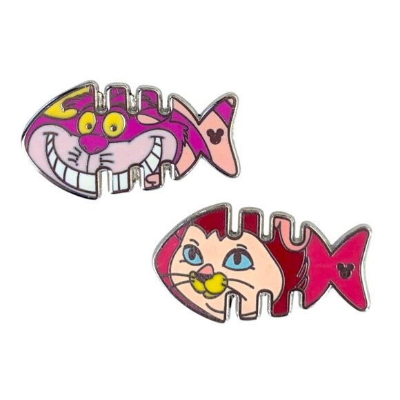 Alice in Wonderland Disney Pins: Cheshire Cat and Dinah Fish - Picture 2 of 5